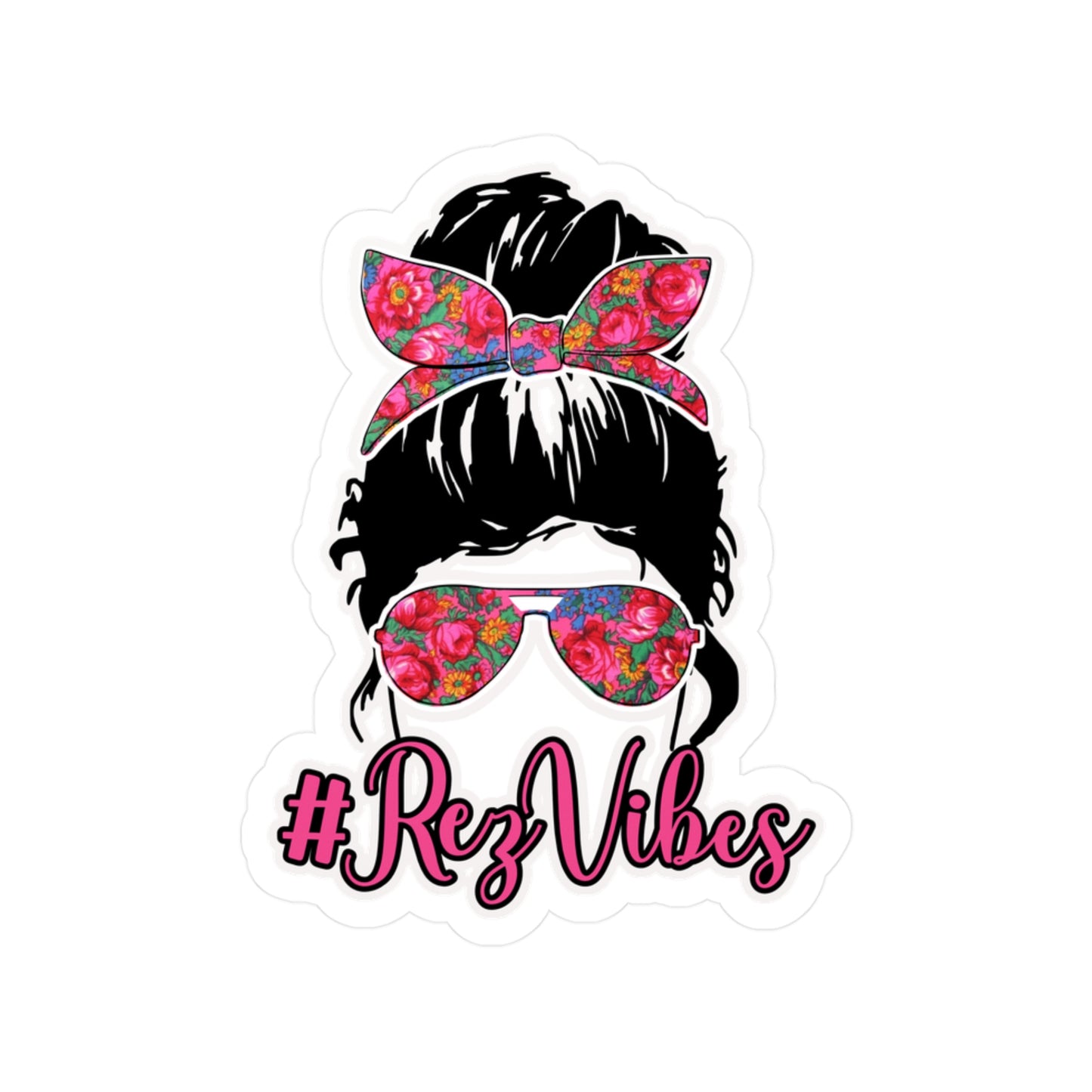 Saanii Scarf Messy Bun #RezVibes Kiss-Cut Vinyl Decals for Home Decor
