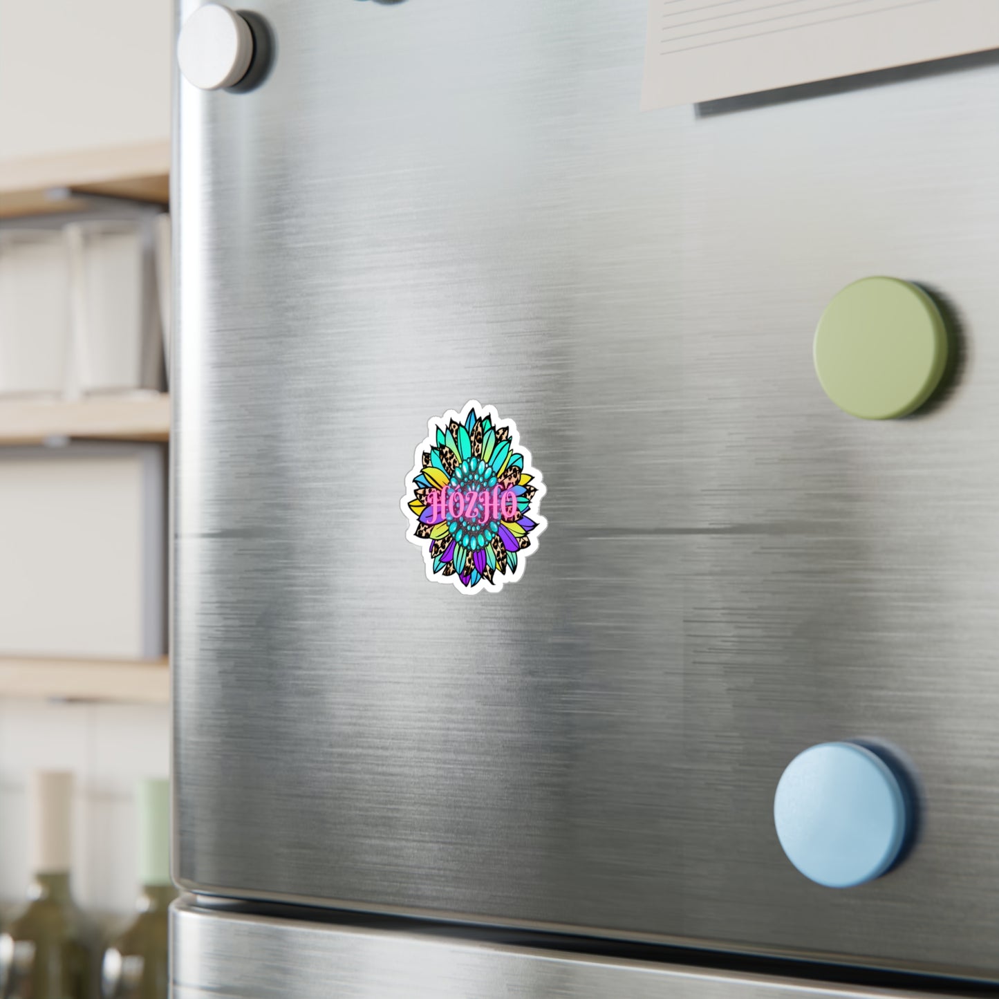 Hozho with Turquoise flower Kiss-Cut Vinyl Decals for Home Decor