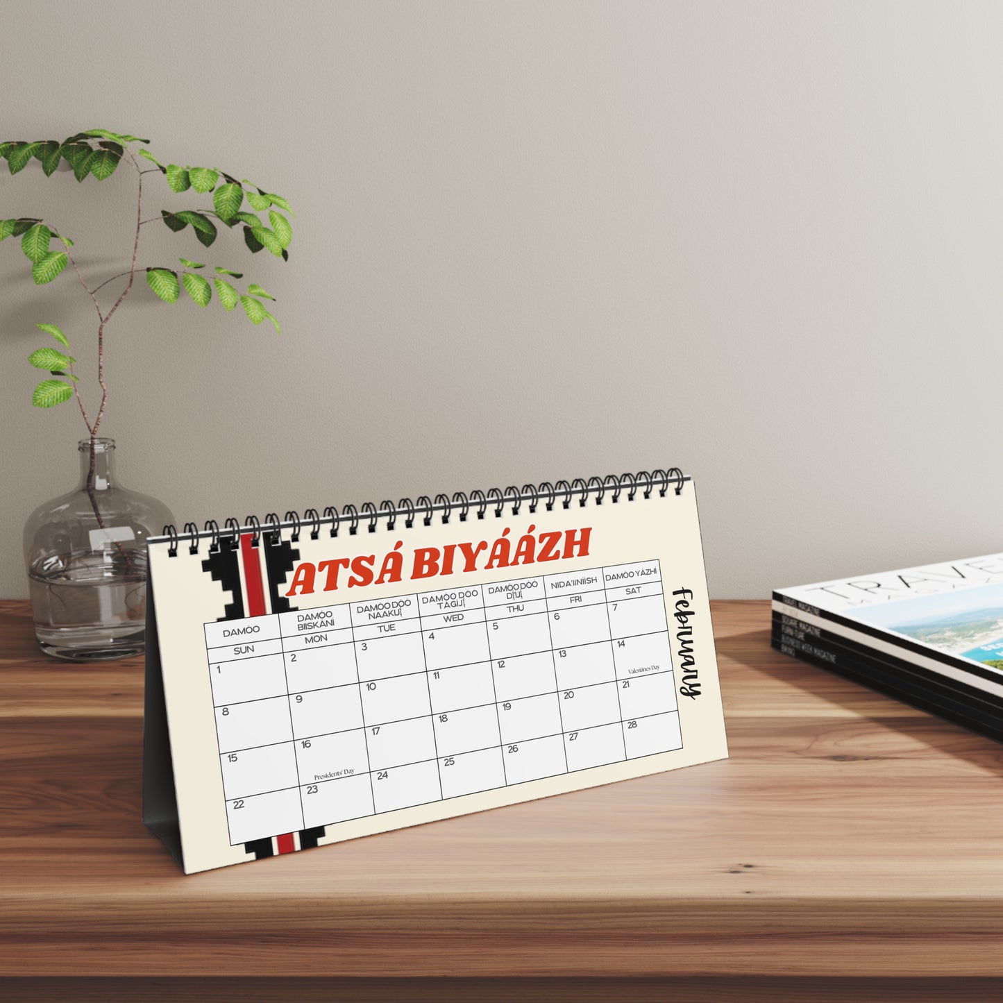 Diné (Navajo) Inspired Desktop Calendar 2025 - Unique Desk Décor, Yearly Planner, Gift for New Year, Office Organization, Navajo New Year