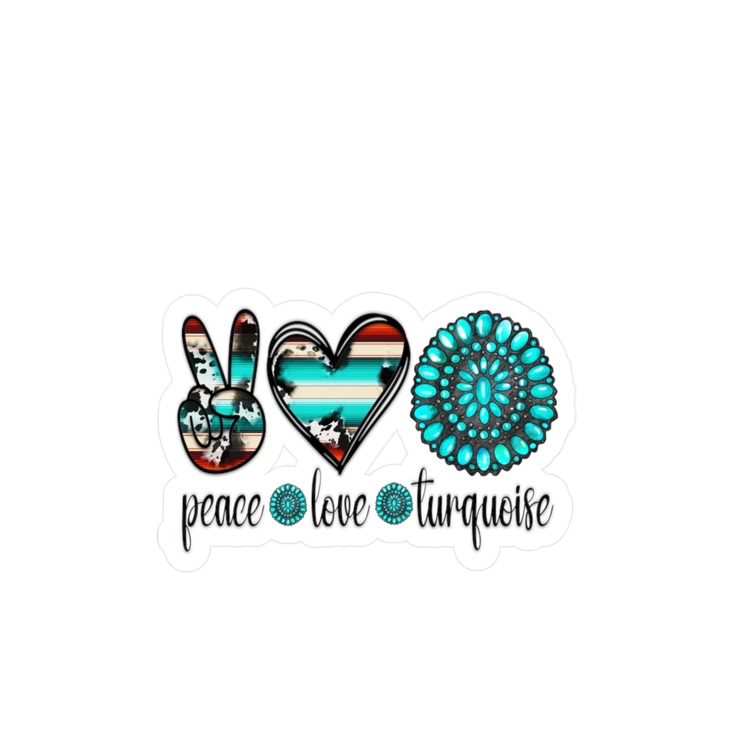 Peace, Love, Turquoise Kiss-Cut Vinyl Decals for Home Decor