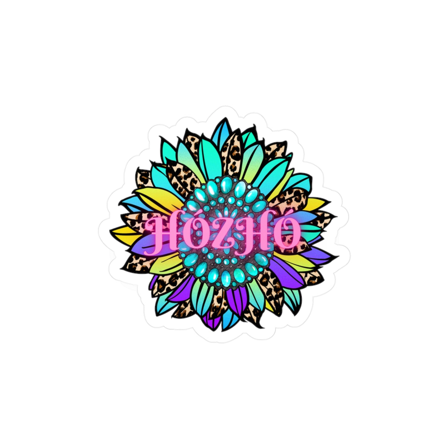 Hozho with Turquoise flower Kiss-Cut Vinyl Decals for Home Decor