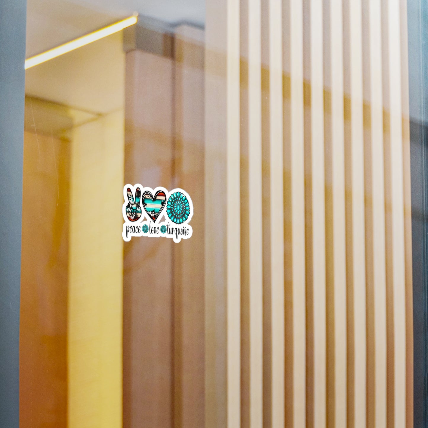 Peace, Love, Turquoise Kiss-Cut Vinyl Decals for Home Decor