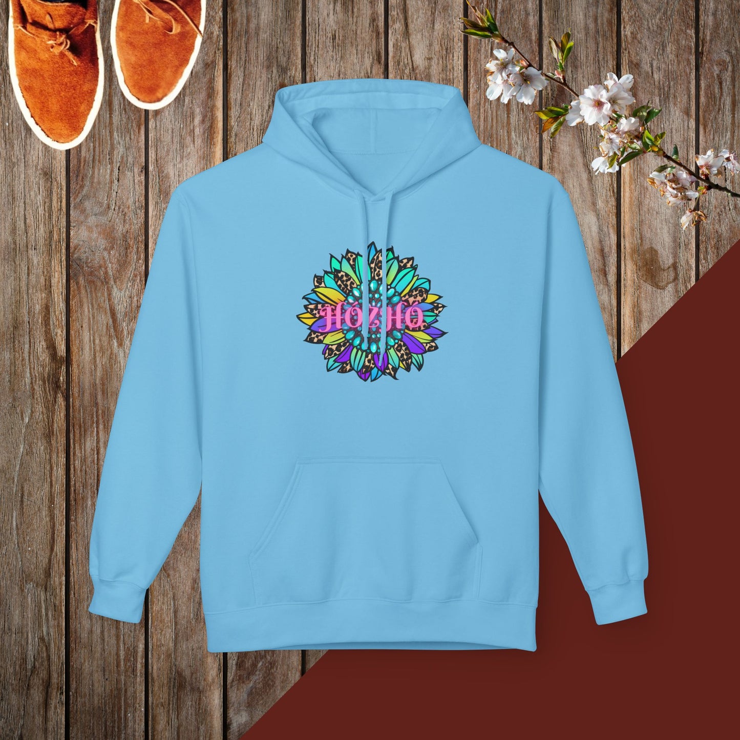 Hózhó Flower and Turquoise Unisex Midweight Softstyle Fleece Hoodie