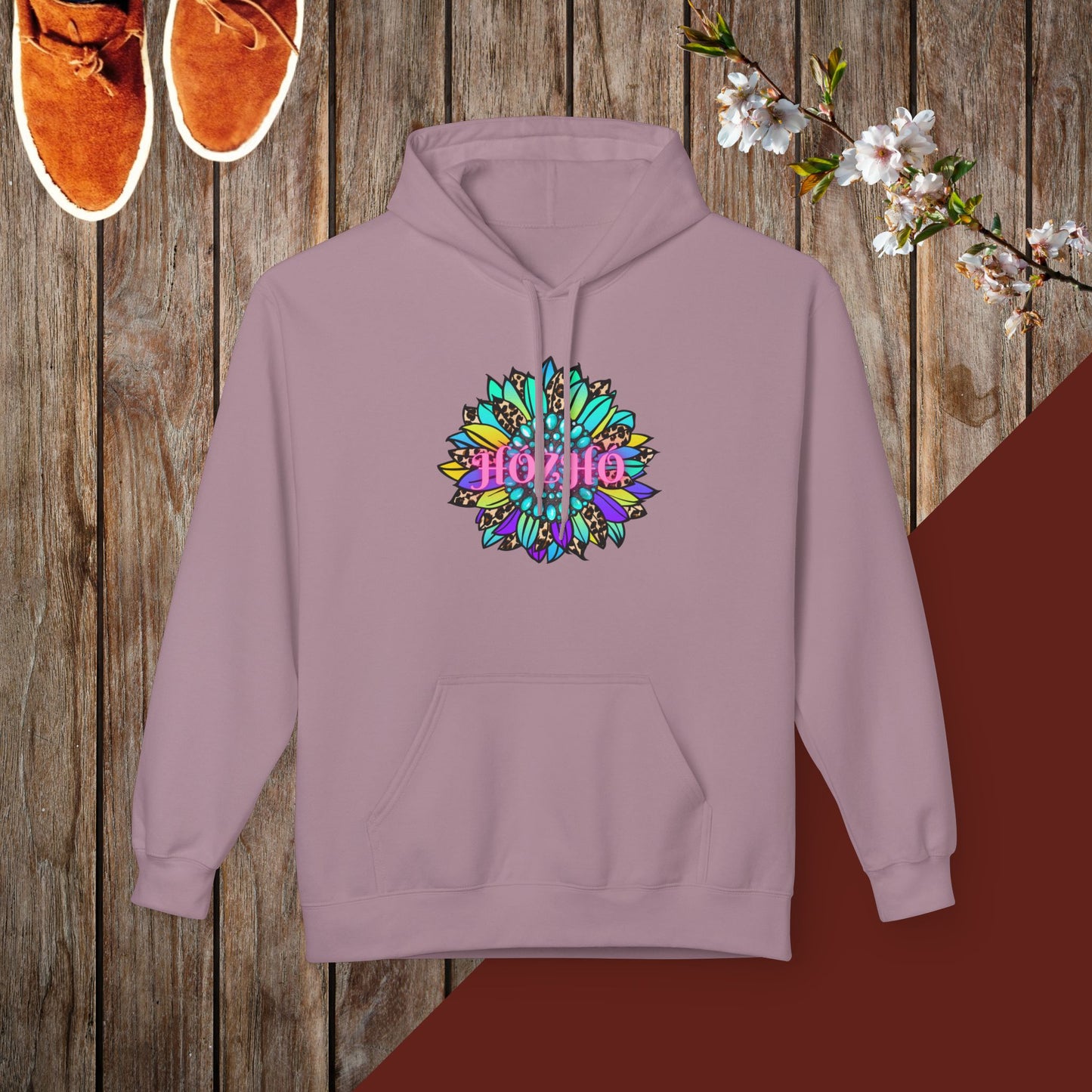 Hózhó Flower and Turquoise Unisex Midweight Softstyle Fleece Hoodie