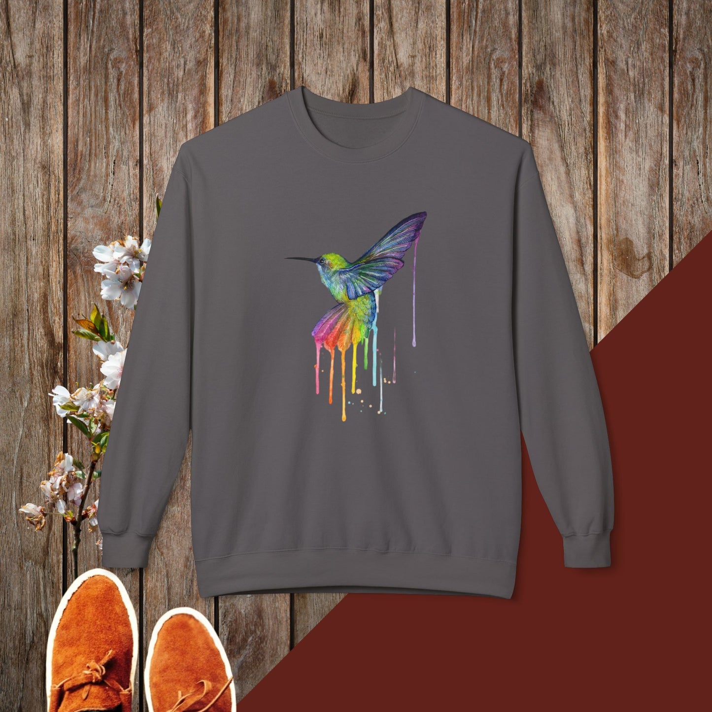 Colorful Hummingbird Unisex Midweight Softstyle Fleece Crewneck Sweatshirt