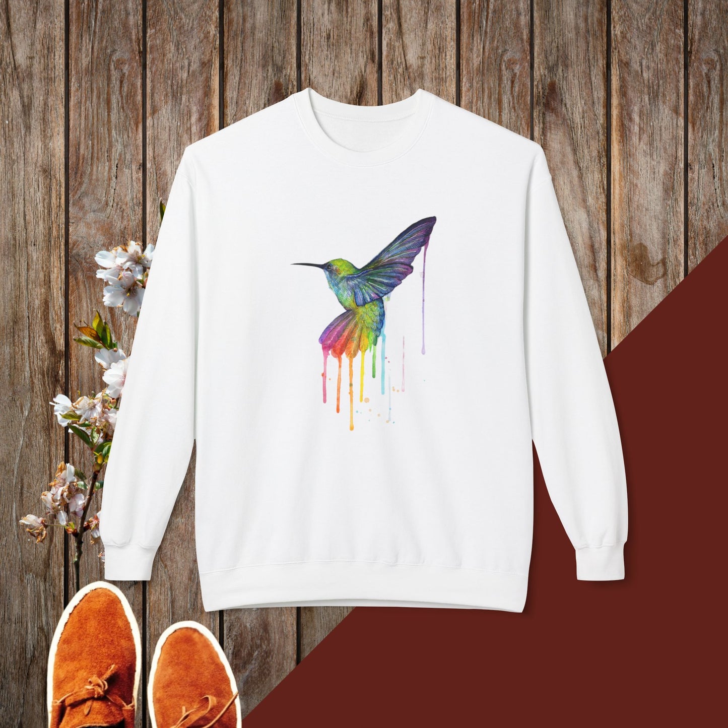 Colorful Hummingbird Unisex Midweight Softstyle Fleece Crewneck Sweatshirt