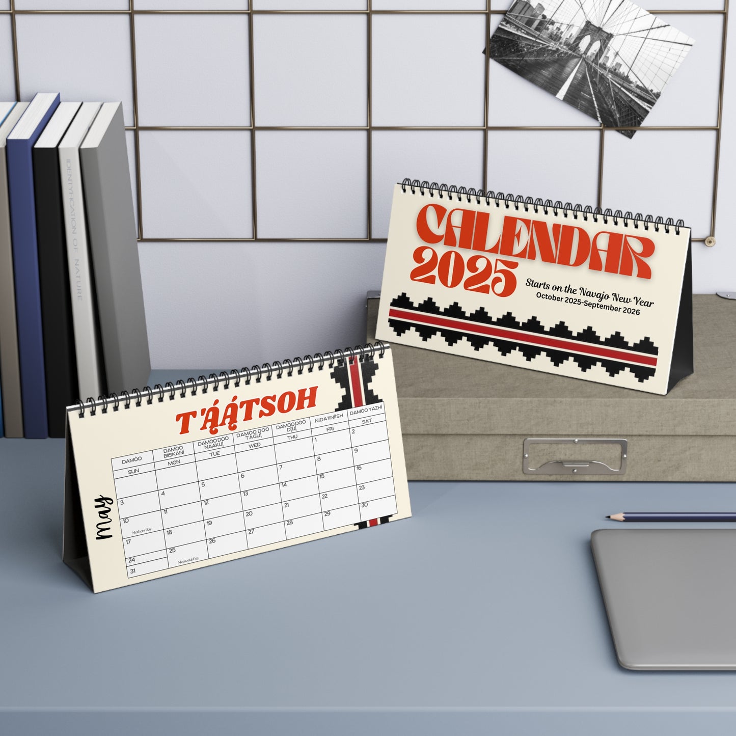 ON SALE NOW: Diné (Navajo) Inspired Desktop Calendar 2025 - Unique Desk Décor, Yearly Planner, Gift for New Year, Office Organization, Navajo New Year