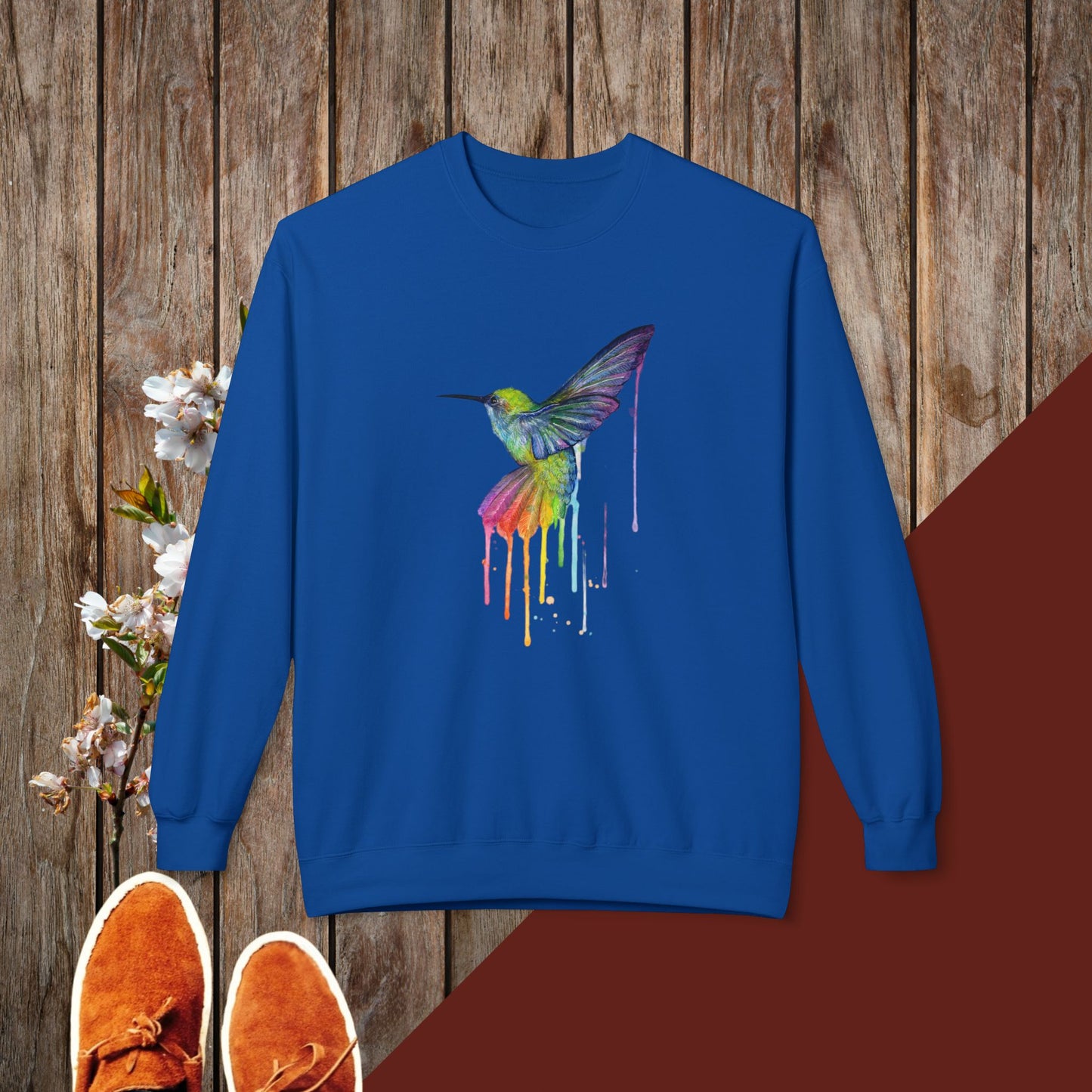 Colorful Hummingbird Unisex Midweight Softstyle Fleece Crewneck Sweatshirt