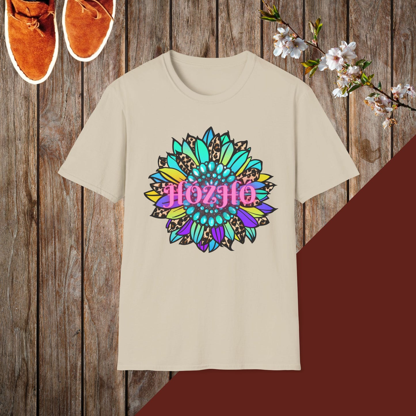 Hózhó Flower and Turquoise Unisex Softstyle T-Shirt