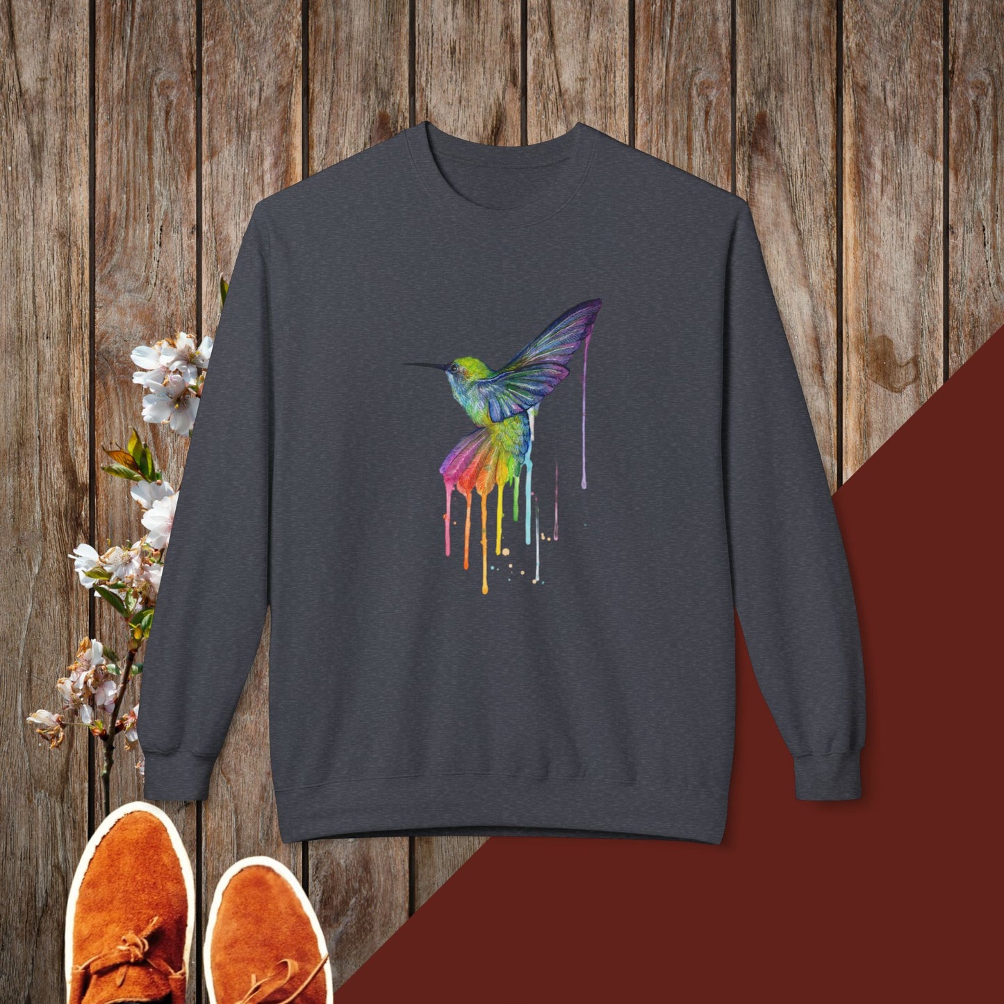 Colorful Hummingbird Unisex Midweight Softstyle Fleece Crewneck Sweatshirt