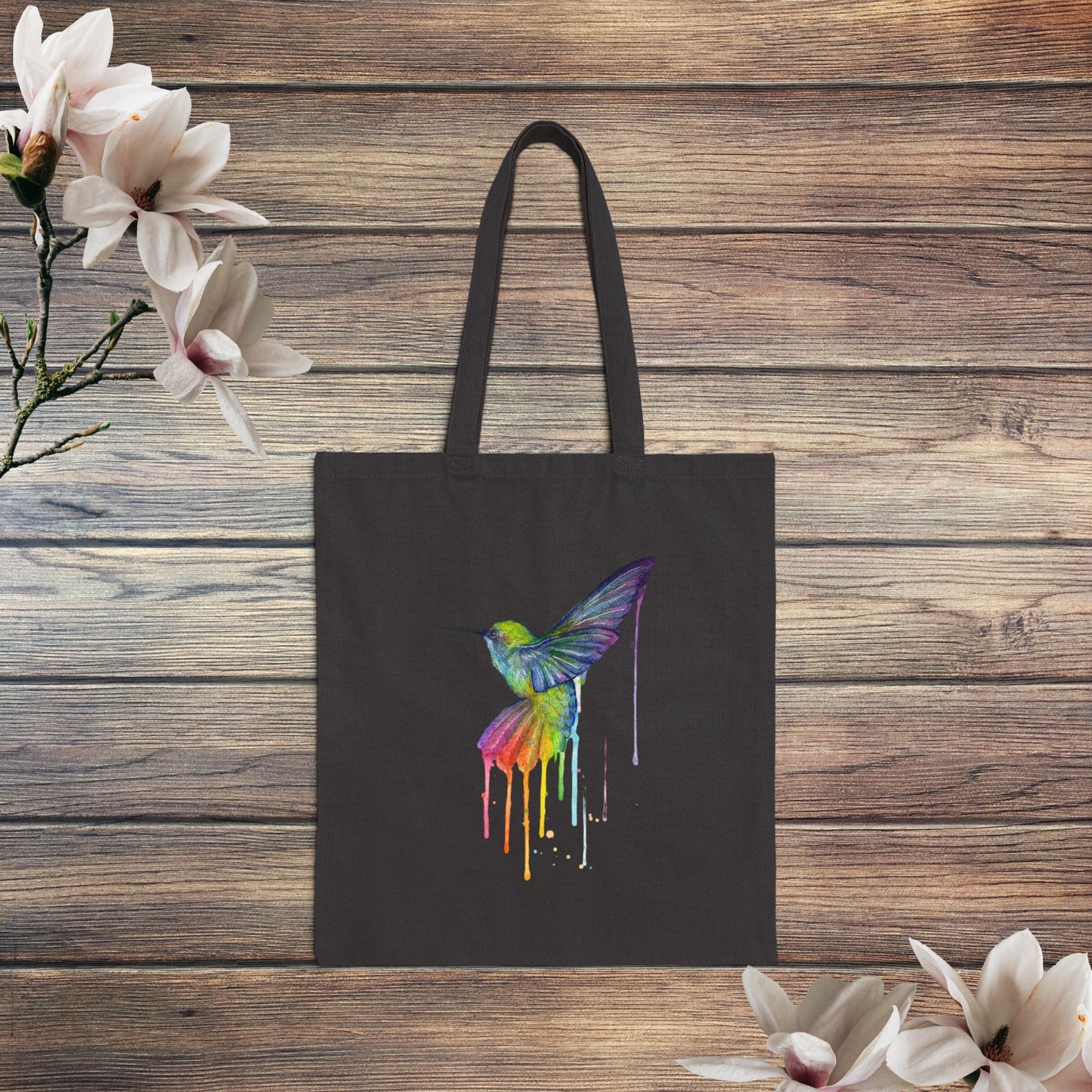 Colorful Hummingbird Cotton Canvas Tote Bag