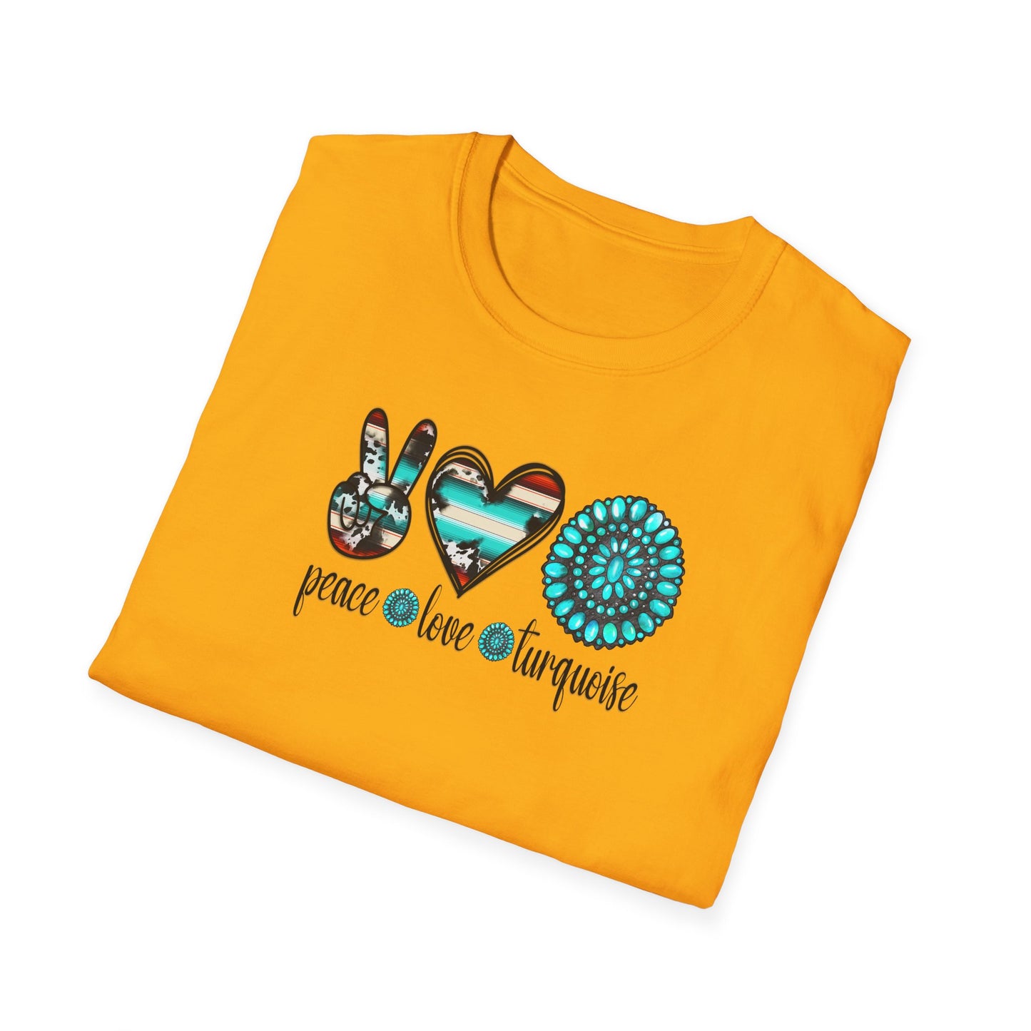 Peace Love Turquoise Unisex Softstyle T-Shirt