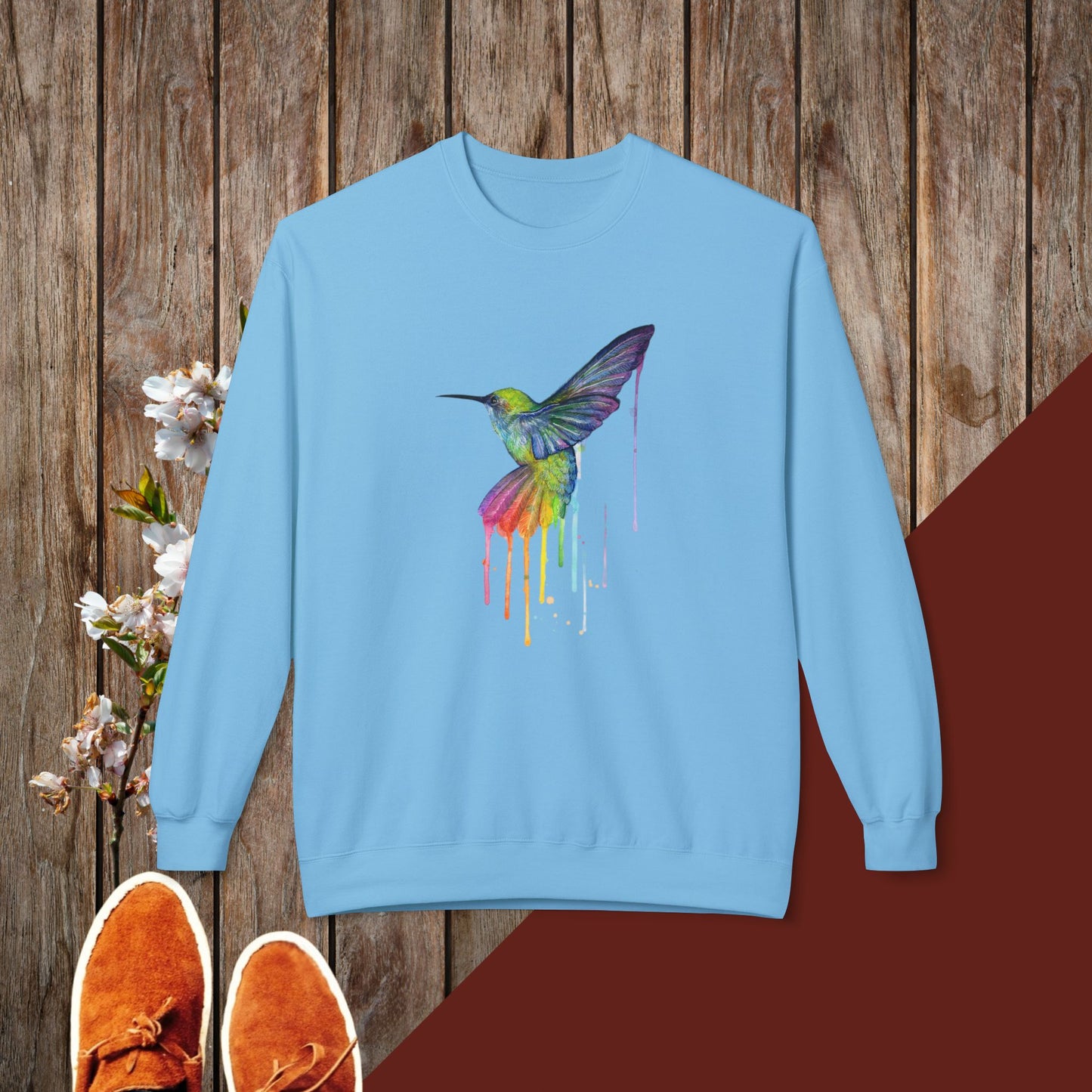 Colorful Hummingbird Unisex Midweight Softstyle Fleece Crewneck Sweatshirt