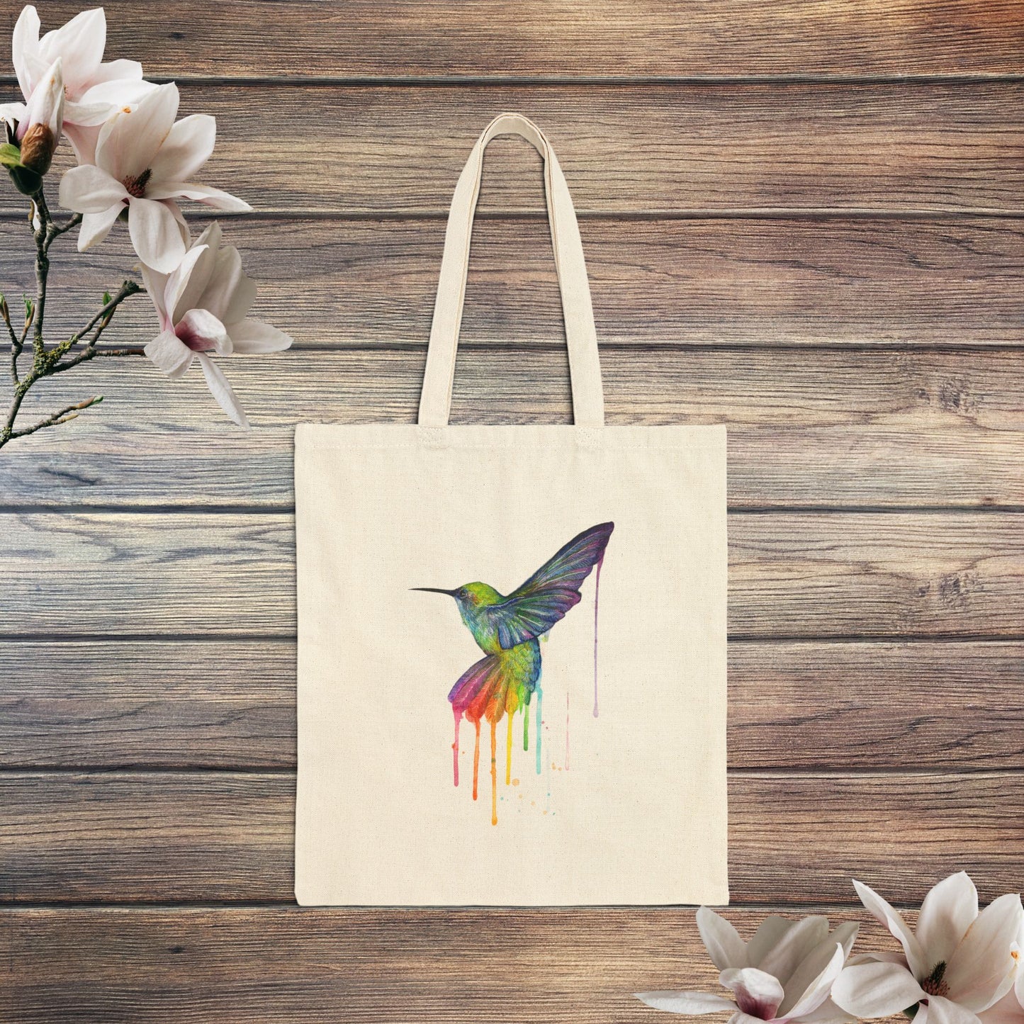 Colorful Hummingbird Cotton Canvas Tote Bag