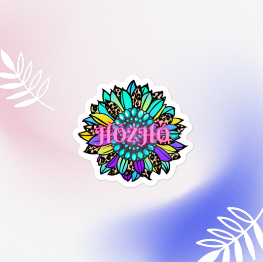 Hózhó Flower and Turquoise Kiss-Cut Vinyl Decals for Home Decor