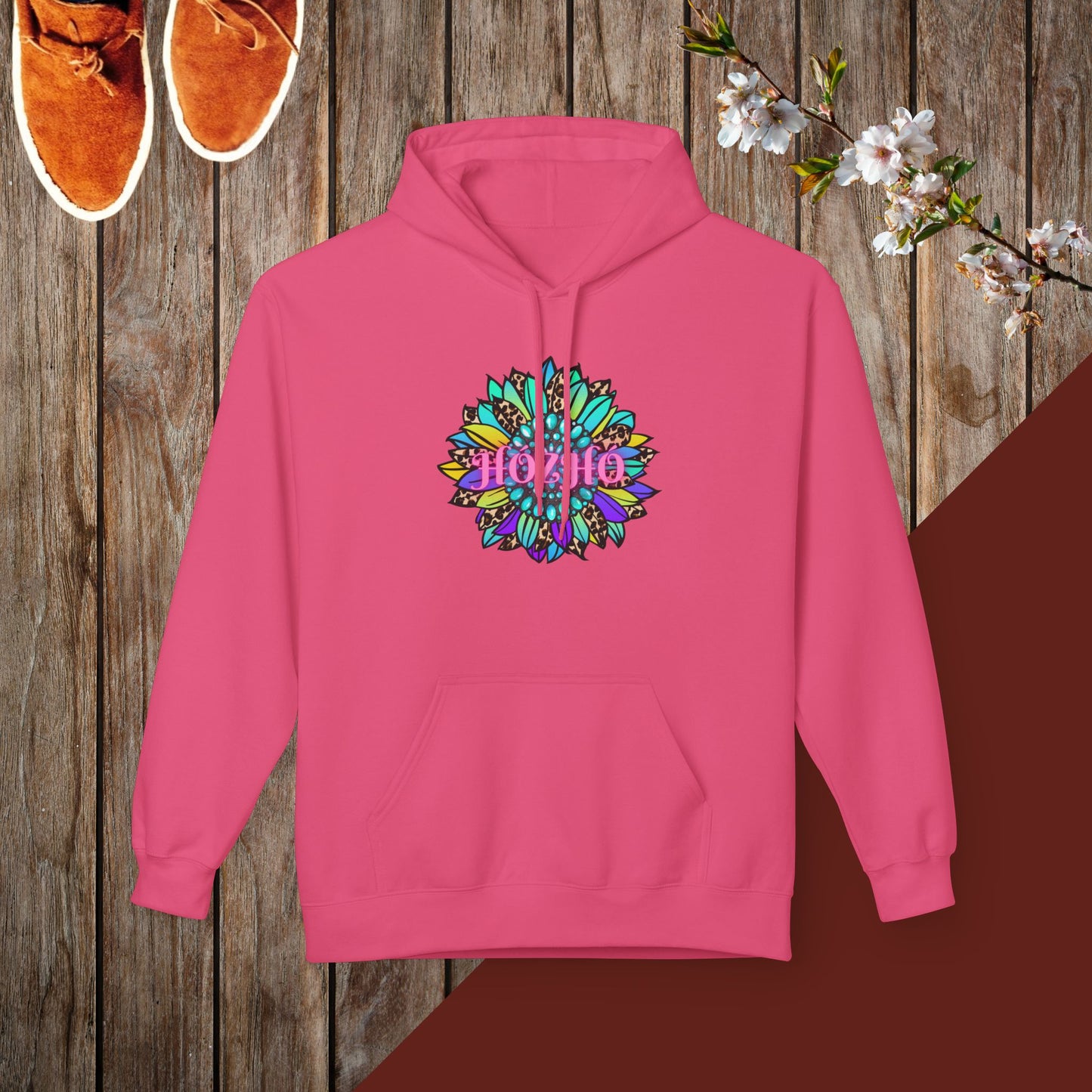 Hózhó Flower and Turquoise Unisex Midweight Softstyle Fleece Hoodie