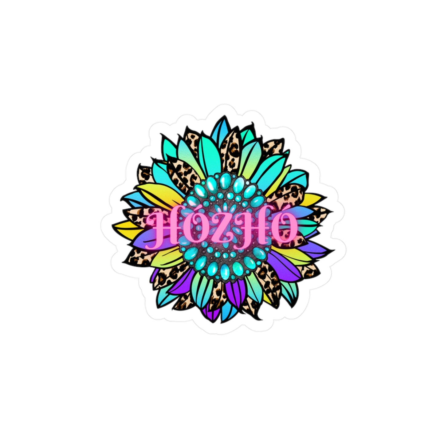 Hózhó Flower and Turquoise Kiss-Cut Vinyl Decals for Home Decor