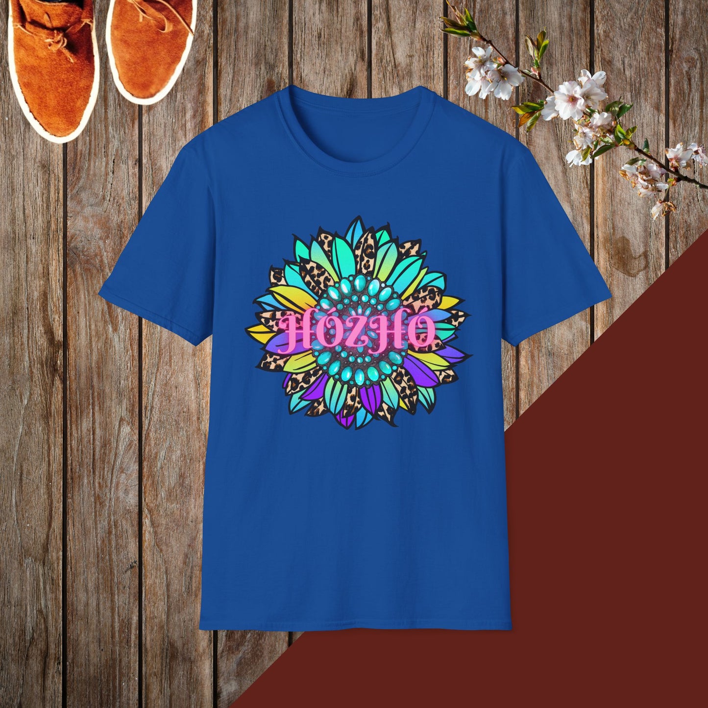 Hózhó Flower and Turquoise Unisex Softstyle T-Shirt