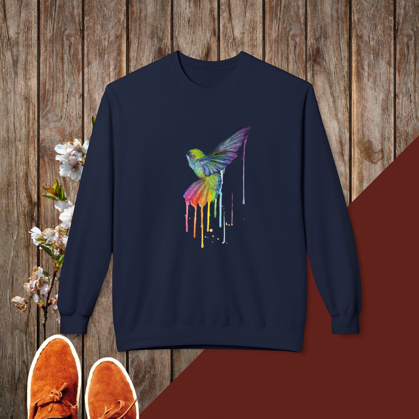 Colorful Hummingbird Unisex Midweight Softstyle Fleece Crewneck Sweatshirt