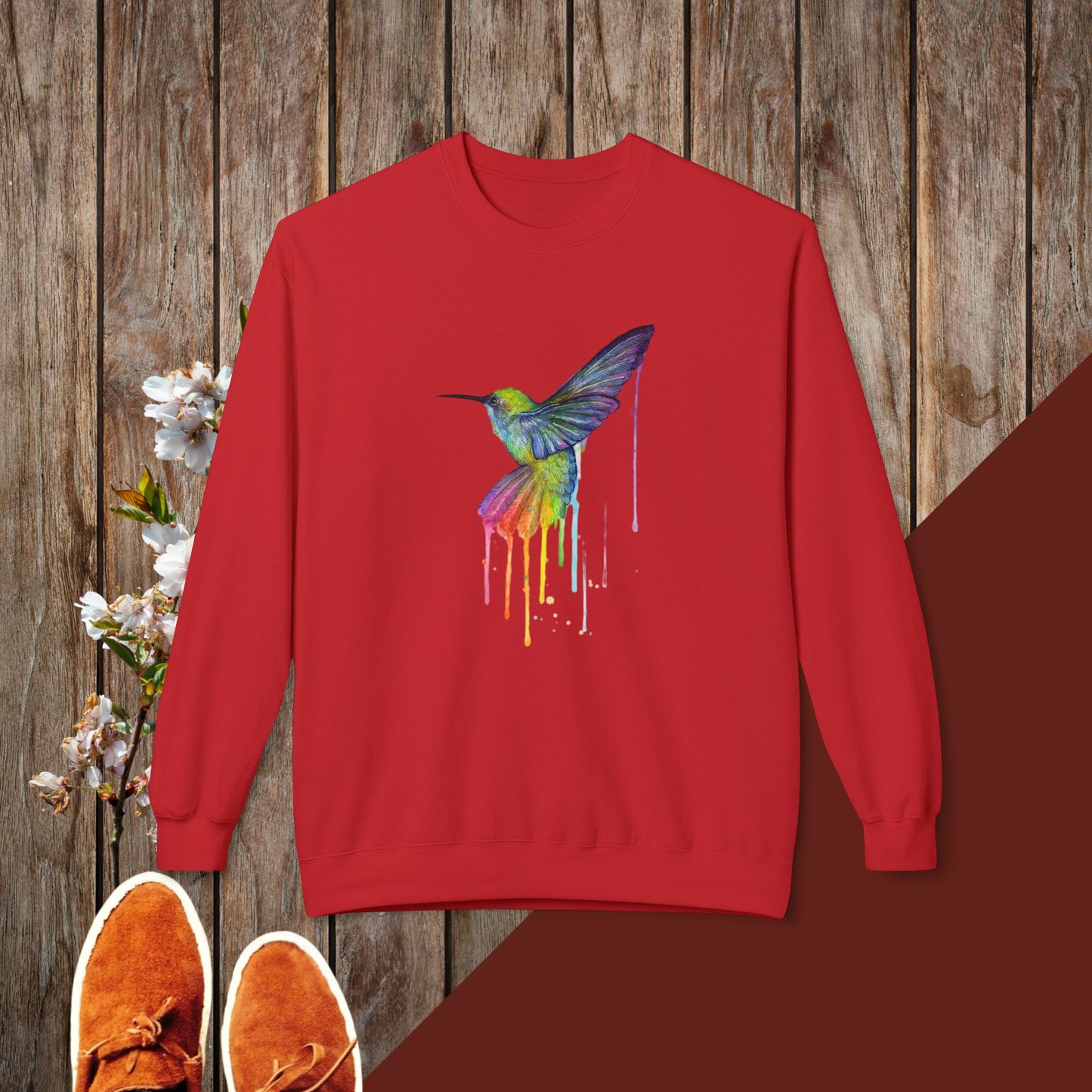 Colorful Hummingbird Unisex Midweight Softstyle Fleece Crewneck Sweatshirt