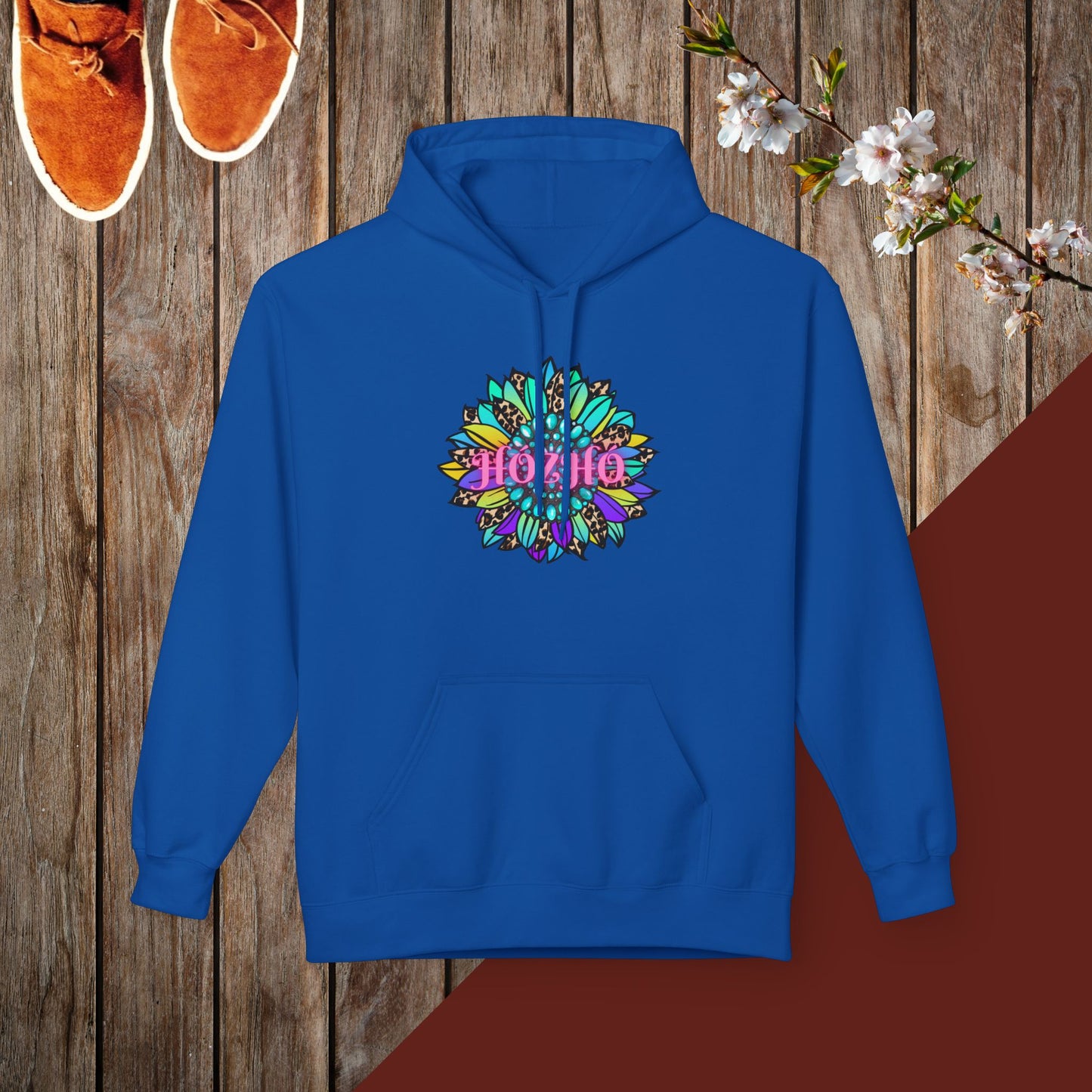 Hózhó Flower and Turquoise Unisex Midweight Softstyle Fleece Hoodie