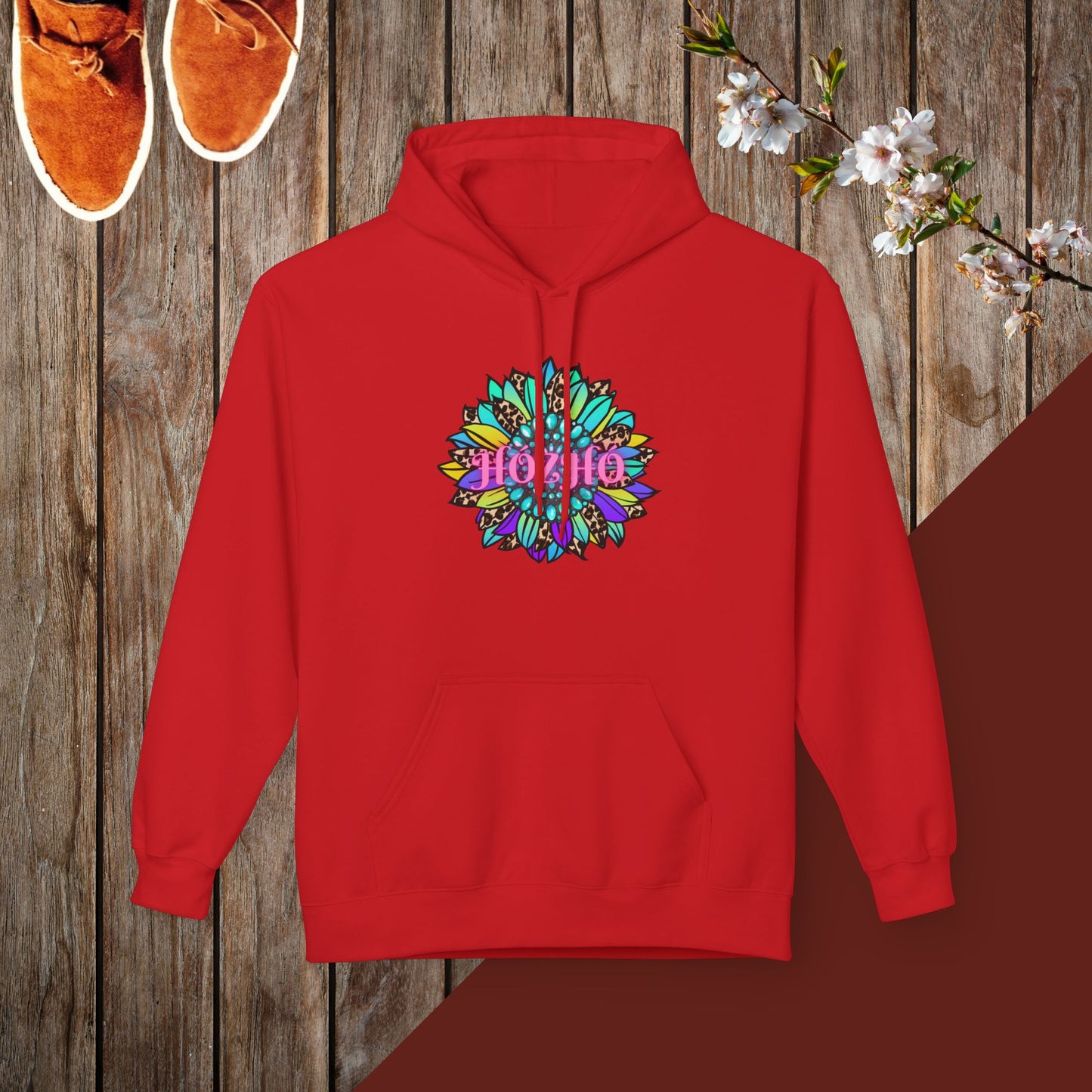 Hózhó Flower and Turquoise Unisex Midweight Softstyle Fleece Hoodie