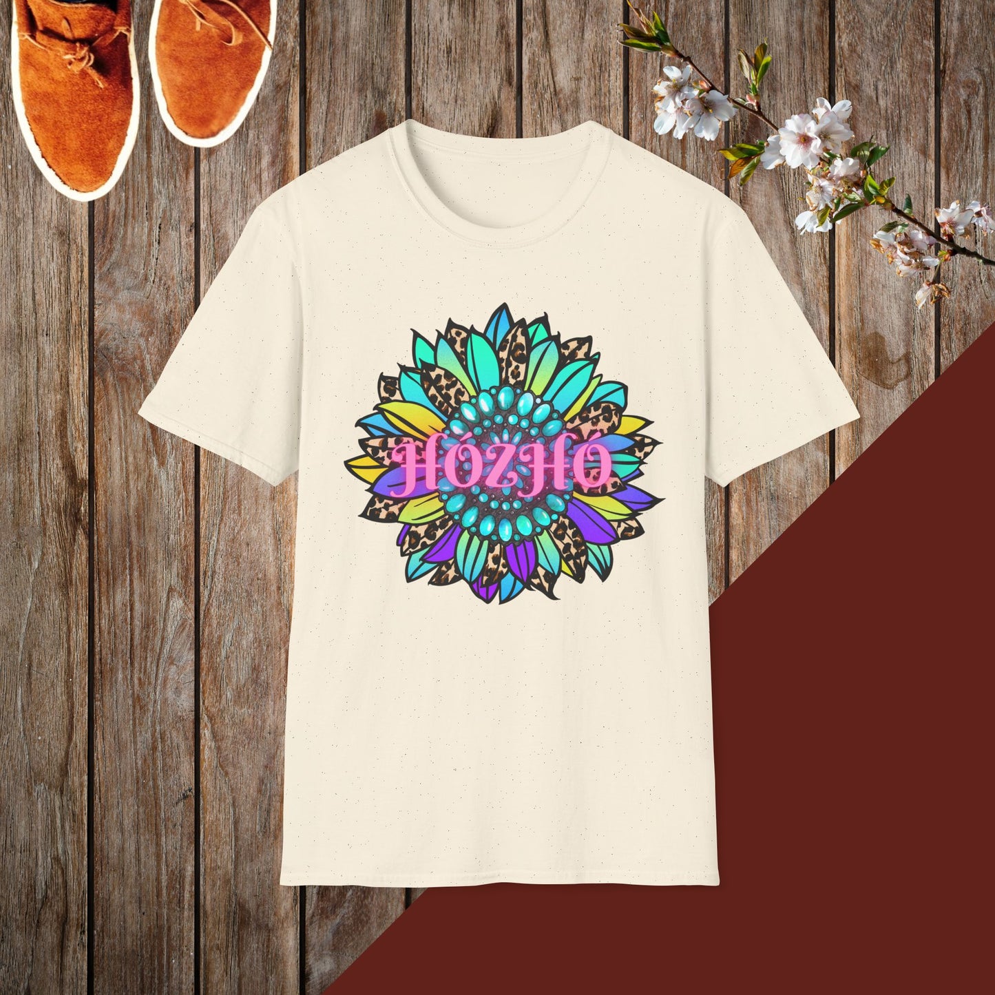 Hózhó Flower and Turquoise Unisex Softstyle T-Shirt