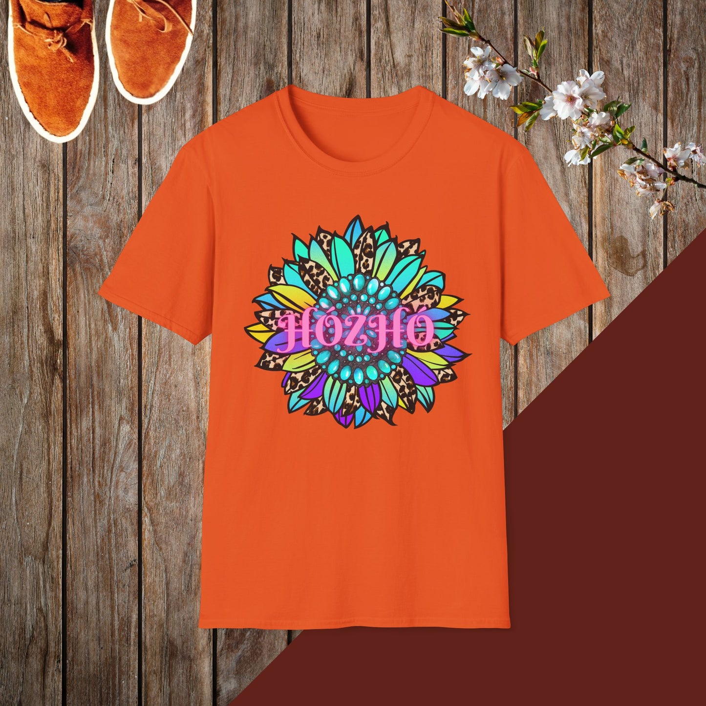 Hózhó Flower and Turquoise Unisex Softstyle T-Shirt