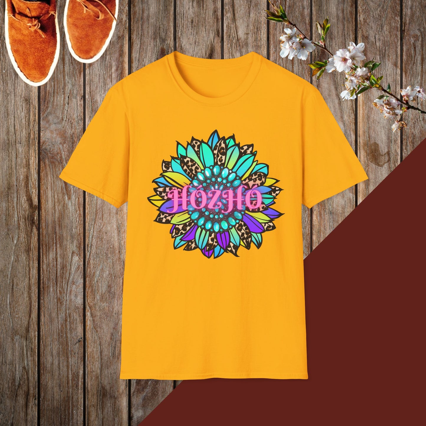 Hózhó Flower and Turquoise Unisex Softstyle T-Shirt